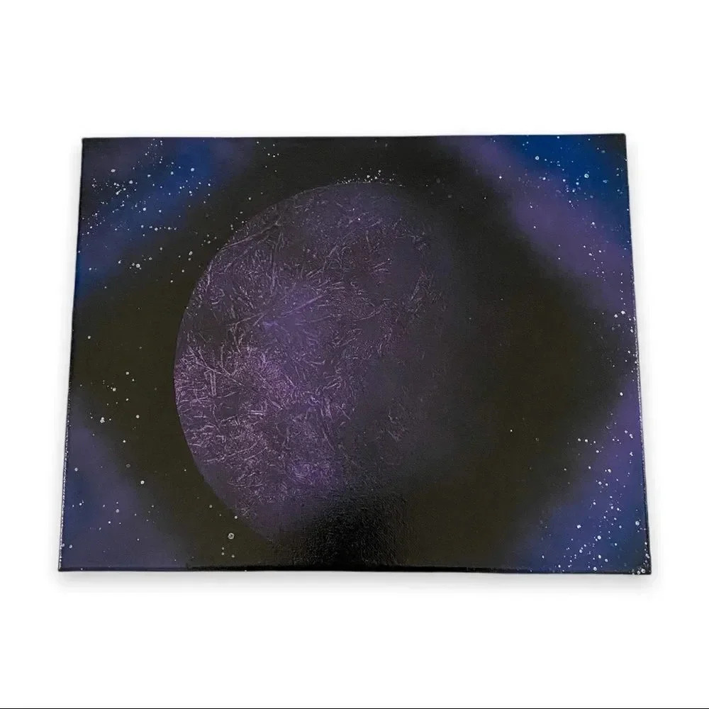 𝅺spray Moon Canvas Painting 11x14”